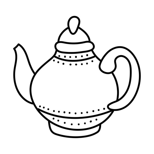 coffee in teapot drink line style icon - Vetor, Imagem