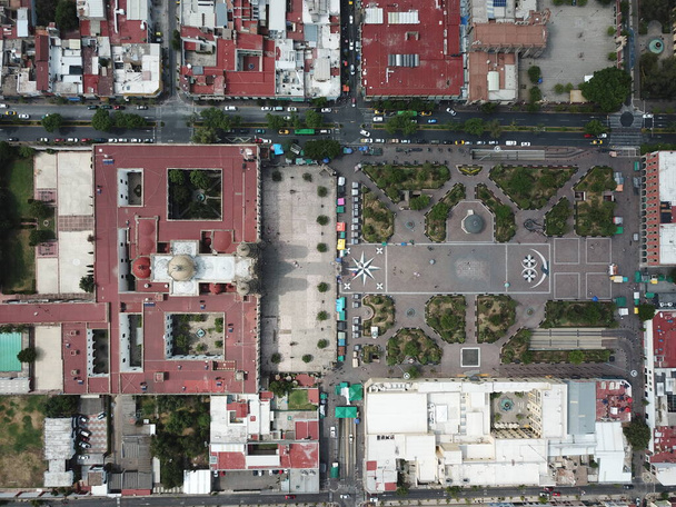 Vue Zénith de la place centrale de Zapopan et des rues environnantes, Jalisco - Photo, image
