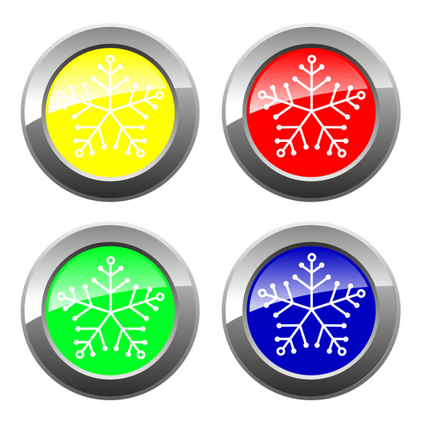 Snowflake circle web glossy icon - Vector, Imagen