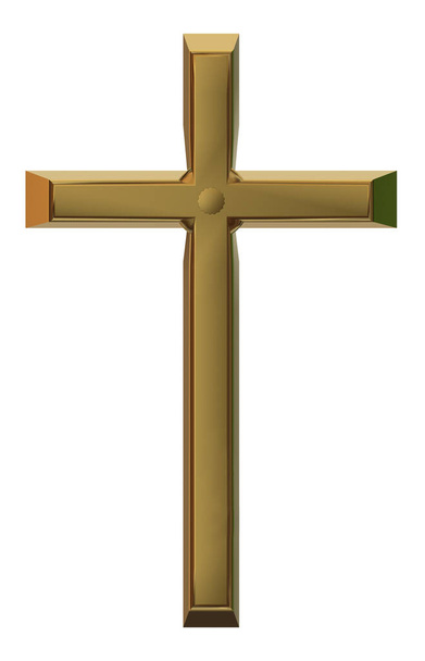 хрест золотий золотий ізольований для фону - 3d рендеринг
 - Фото, зображення