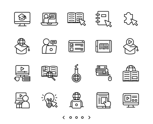 Educação online e vetor de conjunto de ícones de linha de E-learning
 - Vetor, Imagem