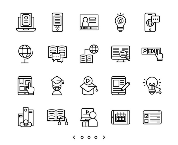 Iconos de línea de educación en línea y E-learning set vector
 - Vector, Imagen
