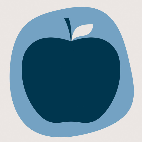 Modré jablko Grafická zeď umění Tisk Plakát Ilustrace pozadí tapety - Fotografie, Obrázek