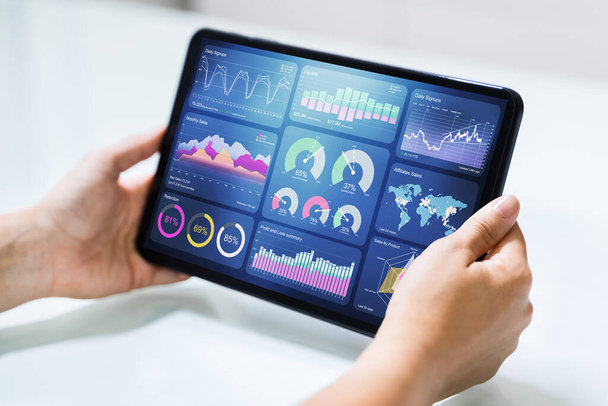Online Business Analytics And KPI Dashboard On Laptop - Fotoğraf, Görsel