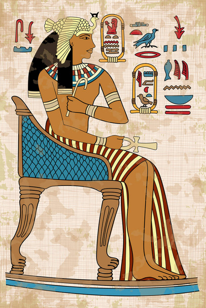 Starożytny rysunek egipski. - Wektor, obraz