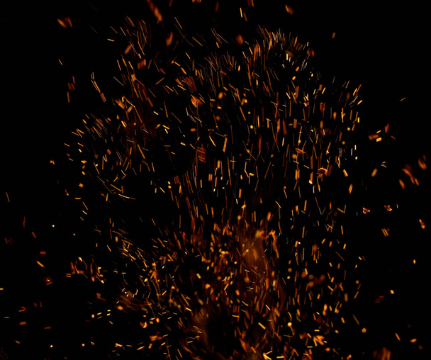 Flamme de feu avec étincelles sur fond noir - Photo, image