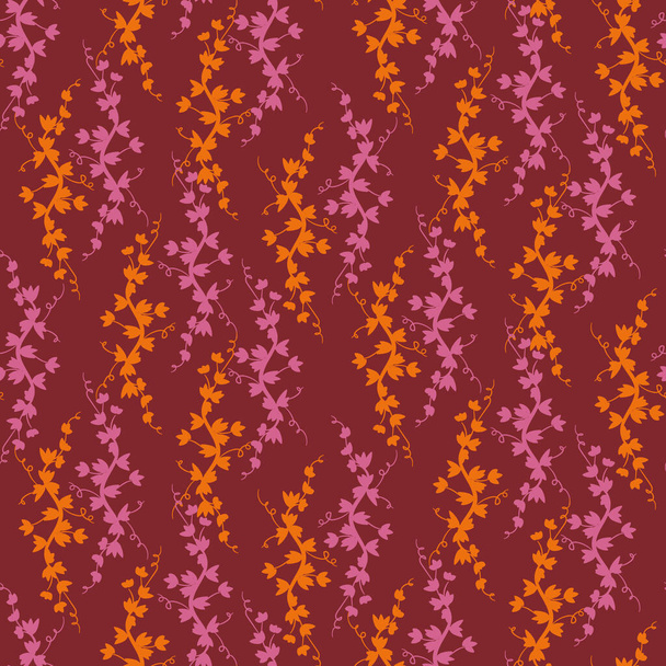 orange and pink ivy leaves seamless vector pattern - Vector, Image