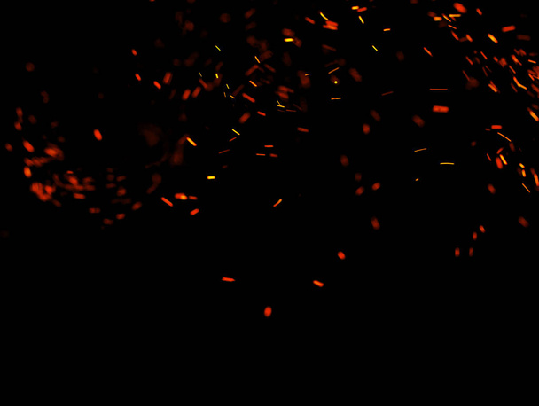 Plamen ohně s jiskry na černém pozadí - Fotografie, Obrázek