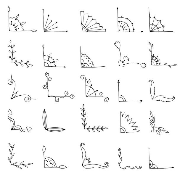 conjunto de cantos doodle desenhados à mão
 - Foto, Imagem