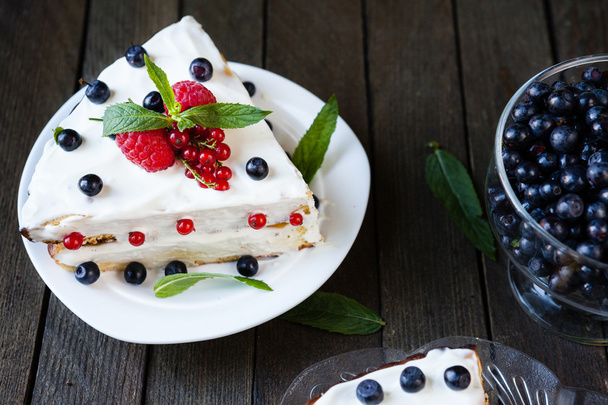 sponge pie with summer berries - Photo, image