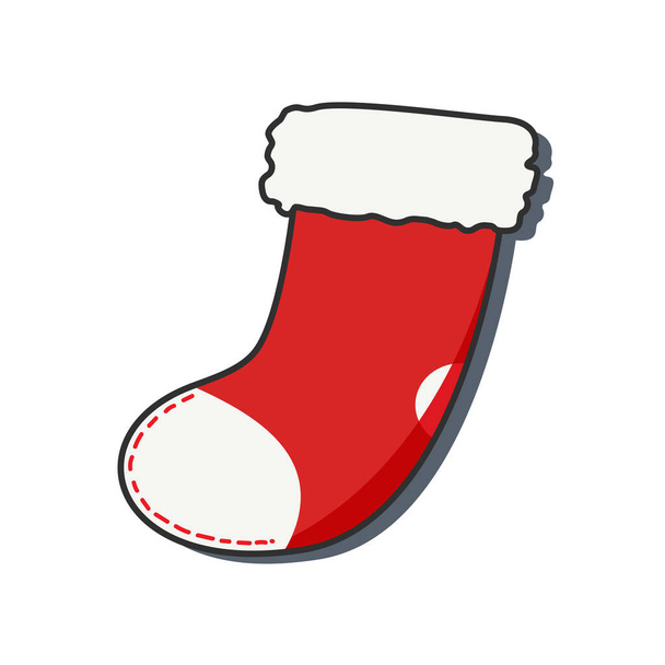 Χριστούγεννα κόκκινο κάλτσα διάνυσμα εικονογράφηση - Διάνυσμα, εικόνα