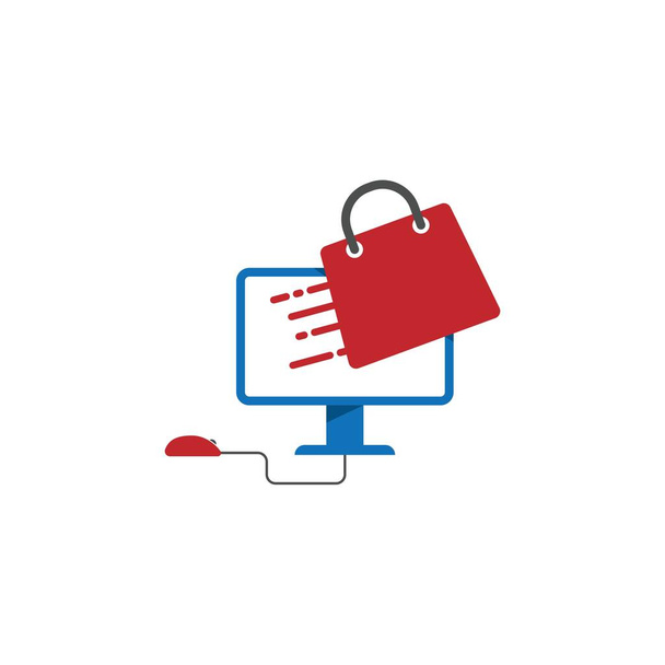 Online shop logo design vector illustrtaion. Mobile online shopping logo vector template - Vector, Image