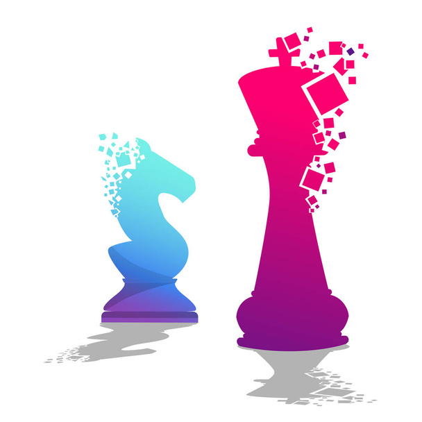 Ilustracja logo królowej i rycerza. pionek szachowy - Wektor, obraz