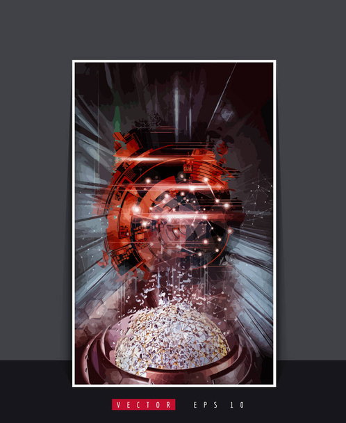Плакатний фон з 3D рендерингом абстрактних технологій цифрової концепції хай-тек
 - Вектор, зображення