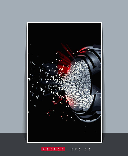Αφίσα φόντο με 3D απόδοση αφηρημένη τεχνολογία ψηφιακή hi έννοια της τεχνολογίας - Διάνυσμα, εικόνα