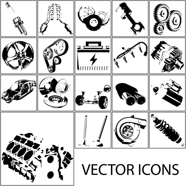Los iconos establecen piezas de automóviles. Boceto vectorial
 - Vector, Imagen