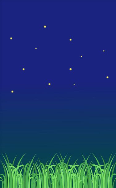 background template design. night sky with a grass - Vektör, Görsel