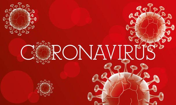 covid19 particles in vibrant red color background - Вектор,изображение