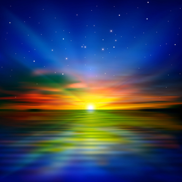 Абстрактний фон з морським схід сонця
 - Вектор, зображення