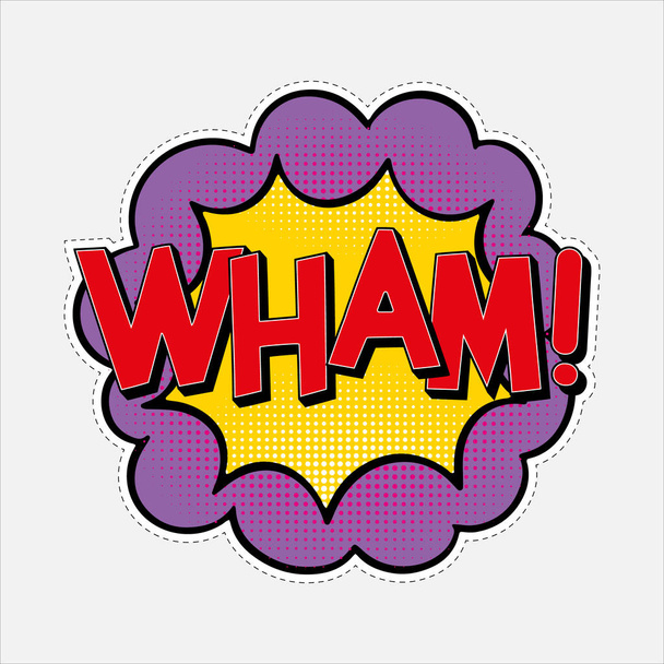 Comic Speech Bubble With Expression Word WHAM. Comic book pop art vector illustration. Comic book pop art illustration - Photo, Image