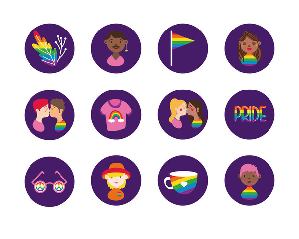 pakiet ikon dumy gej i ludzie blokują styl - Wektor, obraz