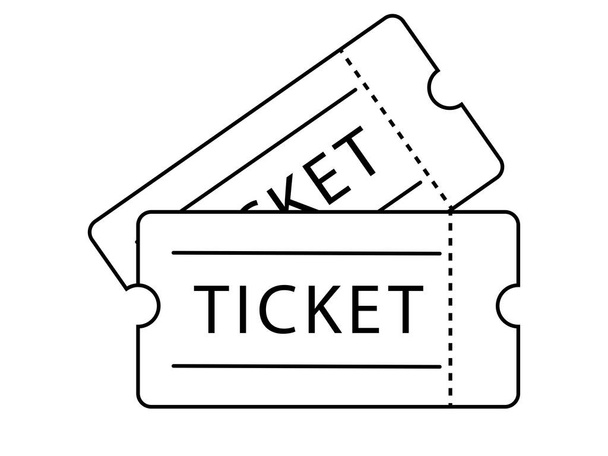 Double Ticket Admission. Black Outline Isolated on a White Background. EPS Vector  - Vector, Image