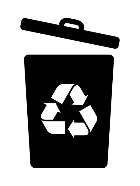 Mülleimer mit geöffnetem Deckel Schwarze Illustration isoliert auf weißem Hintergrund. EPS-Vektor  - Vektor, Bild