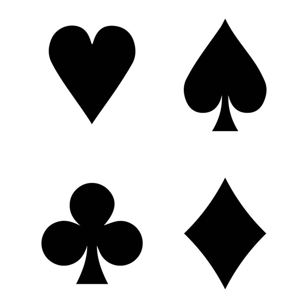 Speelkaart Pak Vier Categorie. Diamanten Clubs Harten en Schoppen. Zwarte illustratie Geïsoleerd op een witte achtergrond. EPS-vector   - Vector, afbeelding