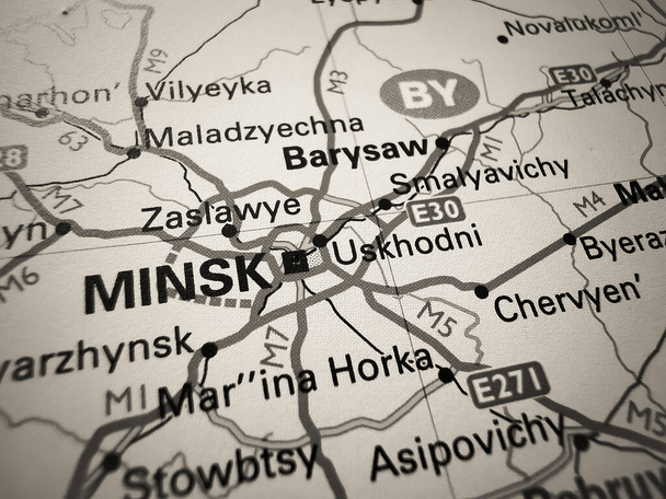 Minsk na cestovní mapě Evropy - Fotografie, Obrázek