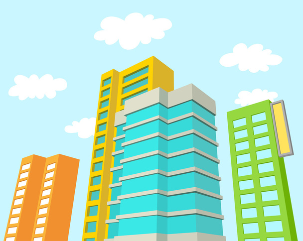 Buildings with blue sky and clouds - Vector, imagen