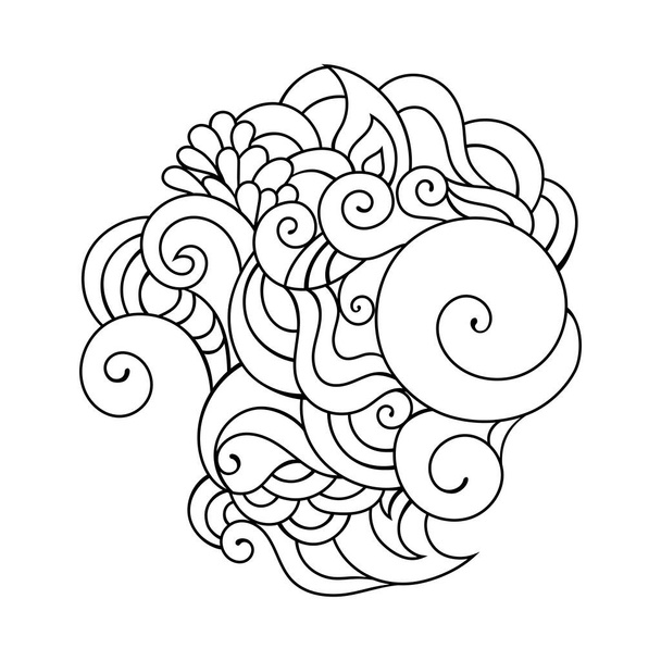 Colorful zentangle doodle sketch. Tattoo sketch. Ethnic tribal wavy vector illustration on white. - Vetor, Imagem