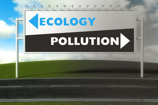 Sinais de direção conceitual levam à ecologia ou poluição
 - Foto, Imagem