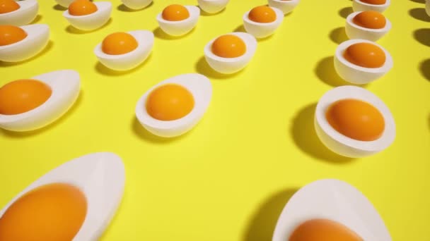 Yellow egg yolk closeup. Cracked egg. Food Nature concept. Top view. - Footage, Video