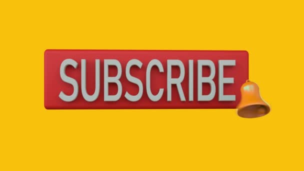 3D animace - Loopable subscribe button with a animated notification bell on yellow background - Záběry, video