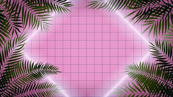 Bright luminous rhombus of white color, against the background of a pink square tile, vector content for night clubs and bar - Vektori, kuva