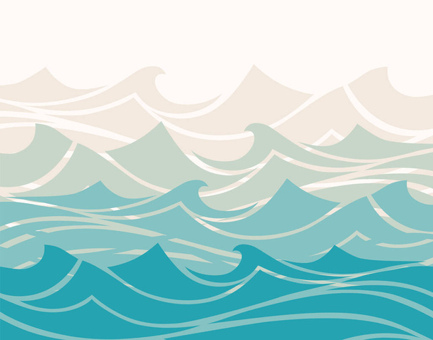 Mavi deniz dalgaları soyut vektör arkaplanı. - Vektör, Görsel
