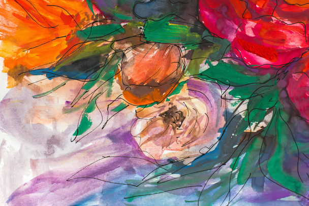 abstract flowers pattern. Painting painting impressionism. texture painting. Abstract flowers. Illustration - Foto, afbeelding