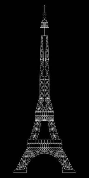 エッフェル塔は黒い背景に隔離されています。本物のスケールイメージ - ベクター画像