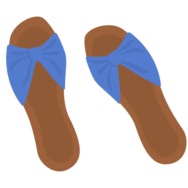 Женские сандалии изолированы на белом фоне. Летняя обувь в мультипликационном стиле
. - Вектор,изображение