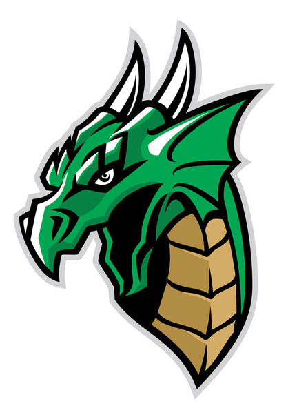 mascota cabeza de dragón verde
 - Vector, Imagen