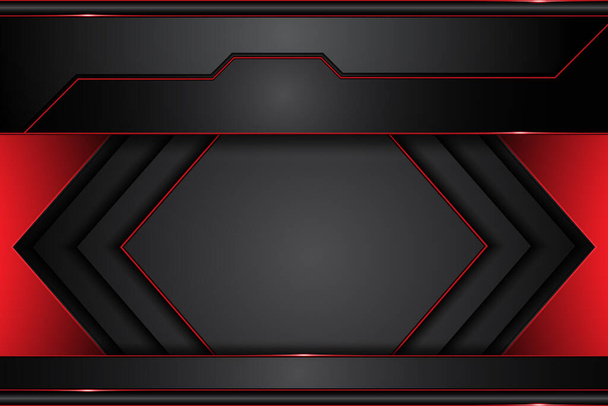 metalowa cyber-strzałka czerwono-czarna linia na ciemnym metalicznym futurystycznym technologii abstrakcyjnego nowoczesnego tła. Ilustracja wektora projektu - Wektor, obraz