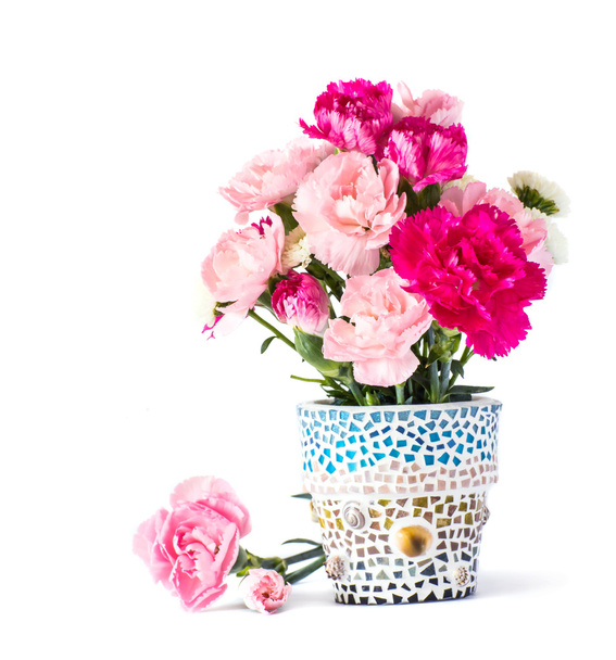 Garofano in vaso di fiori a mosaico
 - Foto, immagini