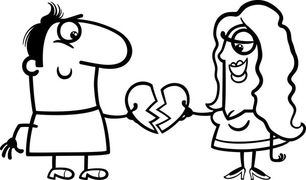 couple in love cartoon coloring page - Vector, imagen