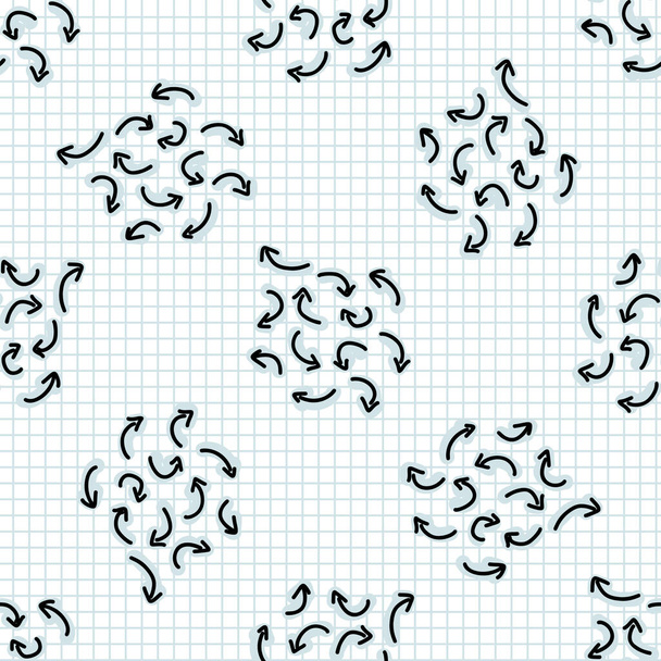 Zökkenőmentes firka nyíl rajzol vektor mintát. Egyszerű kézzel rajzolt keskeny firka mutatók. Szimbólum jel háttér irány, opció, útvonal turn koncepció. Üzleti vázlat ellenőrzés papír textúra. - Vektor, kép