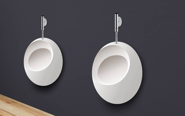 Clean ceramic urinals in men's public bathroom - Photo, Image