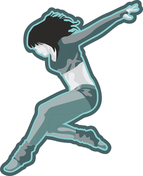 Tänzerin Mädchen Digitale Illustration, Handgezeichnete Mädchensilhouette, T-Shirt-Druck - Foto, Bild