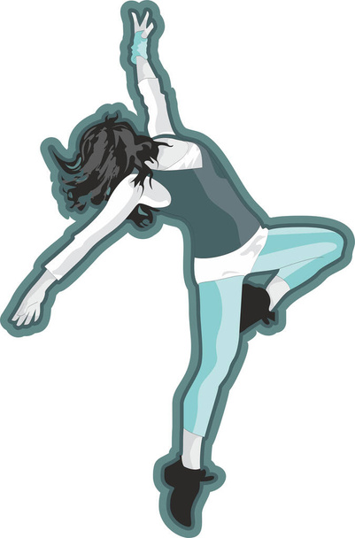 Dancer Girl Digital Illustration, Hand Drawn Girl Silhouette, T-shirt Εκτύπωση - Φωτογραφία, εικόνα