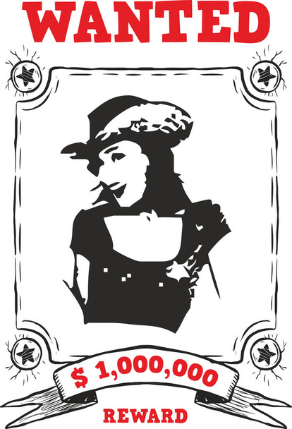Cowgirl Digital Illustration, Wanted Girls, Silhouette Design, Cowboy Print - Fotó, kép