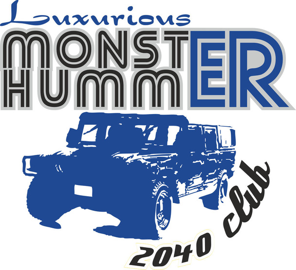 Offroad Luxurious Monster Vehicle, Illustration numérique dessinée à la main, T-shirt imprimé - Photo, image