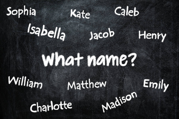 Different baby names written on black chalkboard  - Photo, image